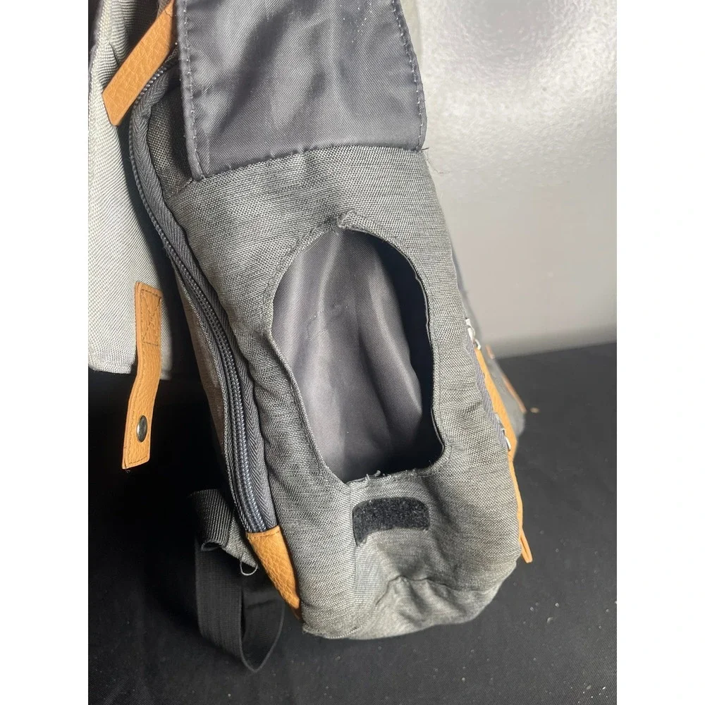 iPack Baby Diaper Bag Backpack Grey Tan Two Tone Insulated Pocket Functional